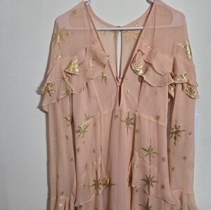Pink Dress with Gold Star Accents